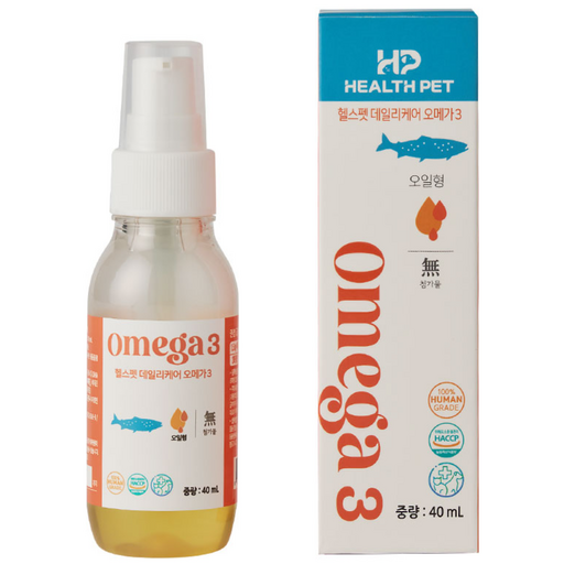 헬스펫 강아지 고양이 오메가3 피부 피모 눈물 DHA EPA 심혈관 오일형 영양제 40ml, 1개, 40ml