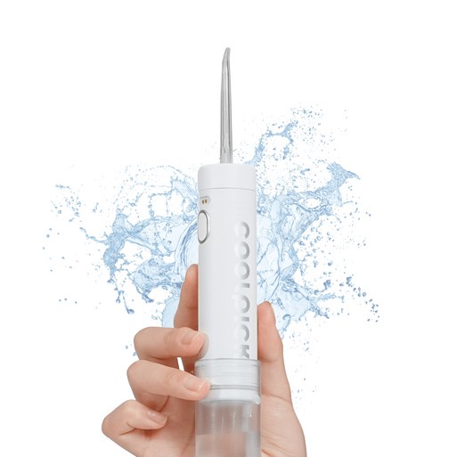 쿨픽 C100 국내 생산 휴대용 구강세정기 무선 미니 초경량 물통없는 IPX7급 방수 마그네틱 충전 잇몸관리 여행용 캠핑용 출장용 물치실, 화이트, Coolpick C100