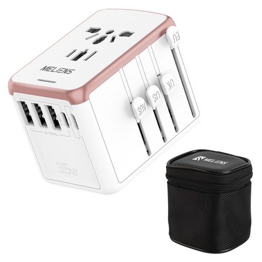 멜리언스 해외여행용 5포트 초고속충전 멀티 어댑터 화이트 PD35W MLOL1, 1개