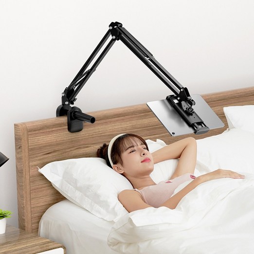 모가비 침대 태블릿PC 휴대폰 3단 관절형 자바라 거치대 MOG117, 블랙, 1개