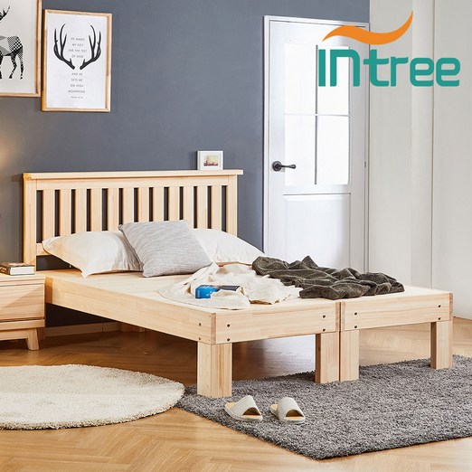 인트리 시프레 편백나무 평상형 침대 퀸 프레임, 단품