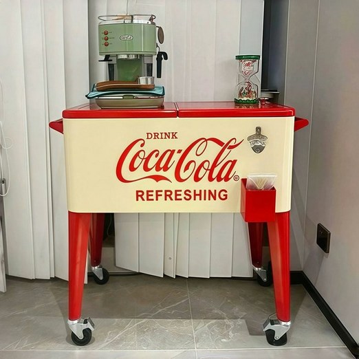 코카콜라 트롤리 접이식 커피 다기능 레드콜라 테이블