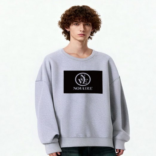 노베어 박스로고 프린팅 오버핏 맨투맨