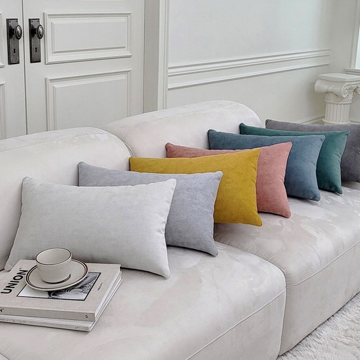 부드러운 촉감 북유럽 패브릭 쇼파 쿠션 감성 인테리어 카페 정사각 직사각 솜포함, 01정사각그린