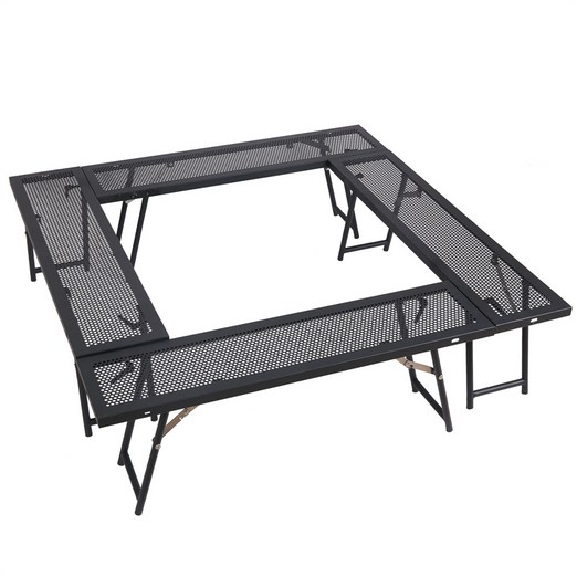 SUNYE 화로대 테이블 캠핑 화로대테이블 메쉬 테이블 다기능 난로 테이블 수납 가방이있는 재구성 가능한 야외 철제 난로 테이블