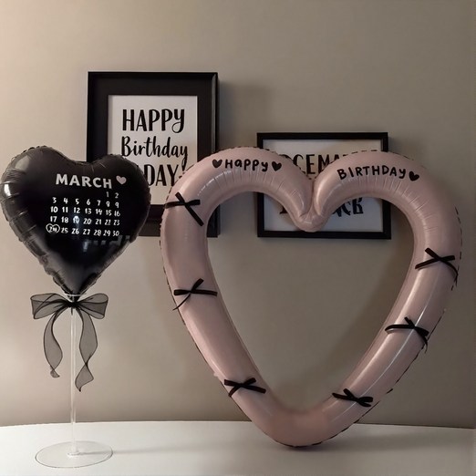 파티야 하트프레임풍선자유문구 하트달력풍선 생일 기념일 파티용품 세트, 1세트, 11월