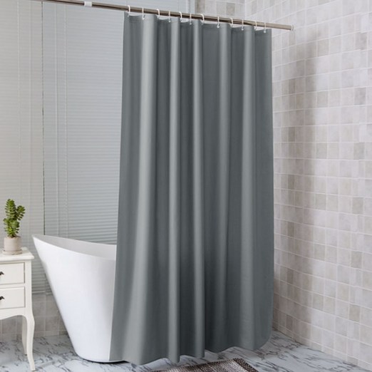 PEVA 욕실 샤워커튼 무지그레이커튼고리포함 180X180cm 욕조 가림막 비닐 방수 커텐
