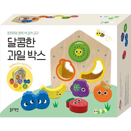 블루래빗 원목 색 감각 교구 달콤한 과일 박스, 혼합색상, 1개