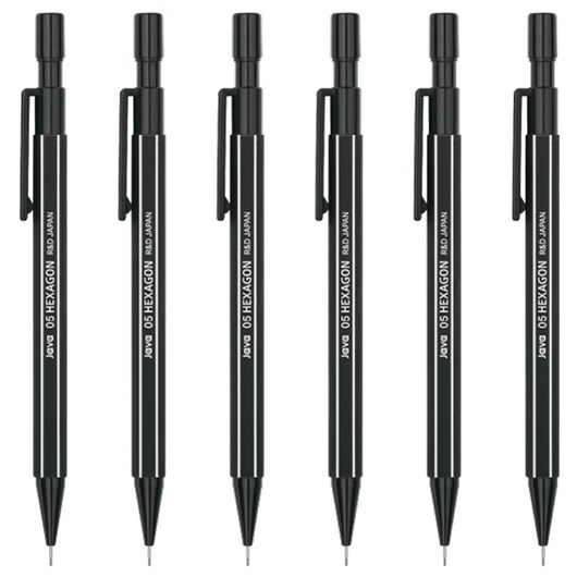 자바펜 헥사곤 샤프 블랙, 1mm, 6개