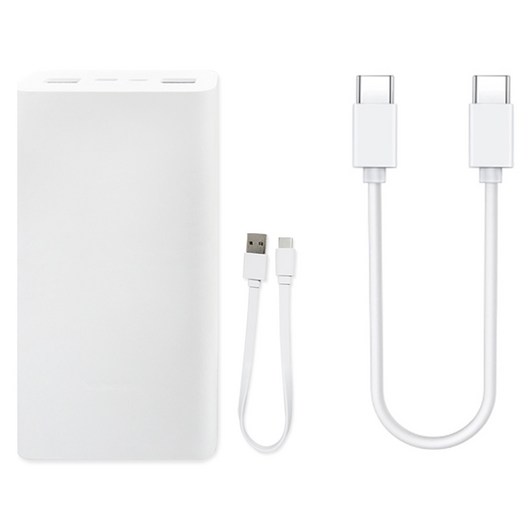 샤오미 7세대 23W 대용량 초고속 충전 C타입 휴대용 보조배터리 20000mAh + 스토리링크 + CtoC 케이블 30cm 세트, 화이트(보조배터리), PB2022ZM