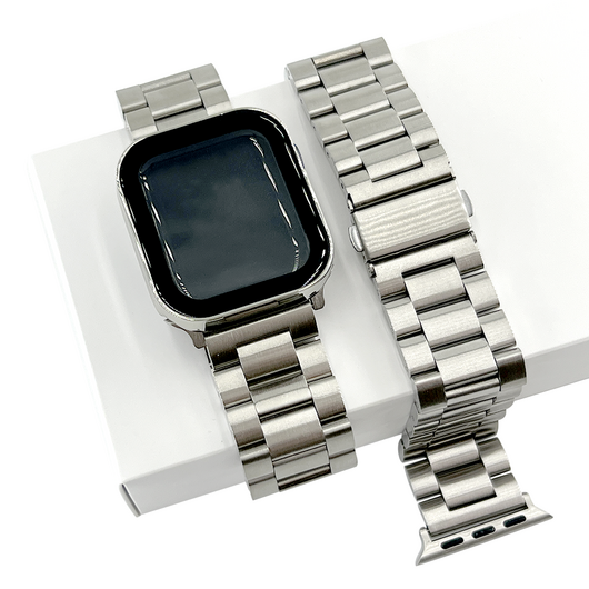 요거 애플워치 메탈 스틸 스트랩 42 / 44 / 45 / 46 / 49mm, 실버, 1개