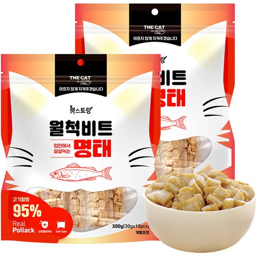 더캣 고양이 캣스토랑 칭찬놀이 생선간식 월척비트, 300g, 2개, 명태맛