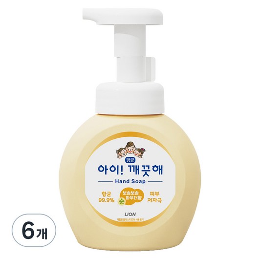 아이깨끗해 핸드워시 순 보송보송 파우더향, 250ml, 6개