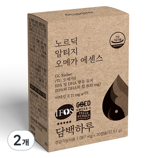 담백하루 노르딕 알티지 오메가 에센스 33g, 30정, 2개