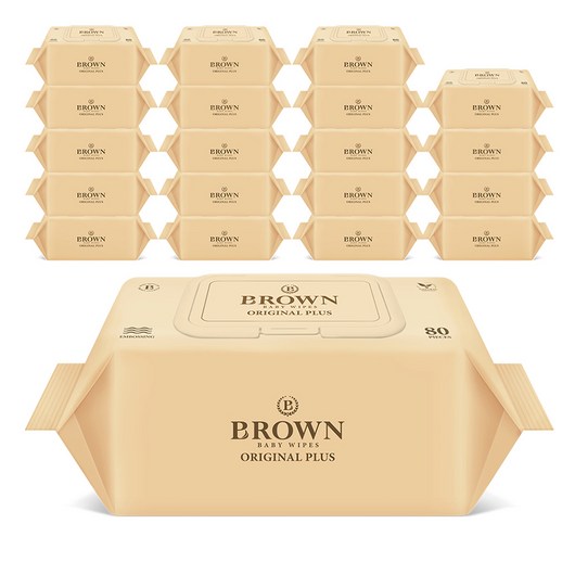 브라운 오리지널 플러스 아기물티슈 캡형 55평량, 55g, 80개입, 20개