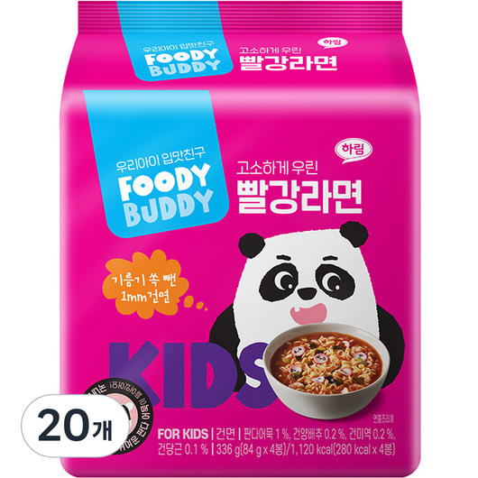 푸디버디 빨강라면, 소고기맛, 84g, 20개