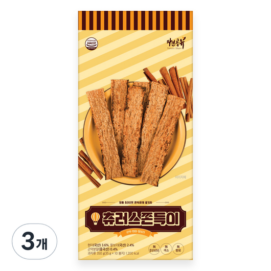 자연공유 츄러스 쫀득이 10p, 3개, 350g