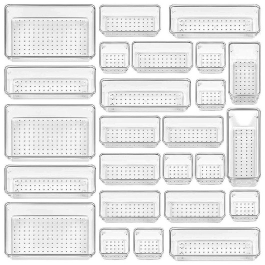터치온리 다용도 정리함 아크릴 수납 정리함 세트, 25개, 투명