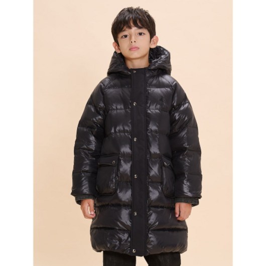 빈폴 키즈 BEANPOLE KIDS 후드 덕다운 경량 롱패딩 블랙 BI4938U025 226194