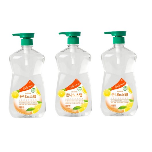 은나노스텝 시즌3 1100ml 주방세제 3개 (펌프3개), 레몬향 주방세제 3개(펌프3개)