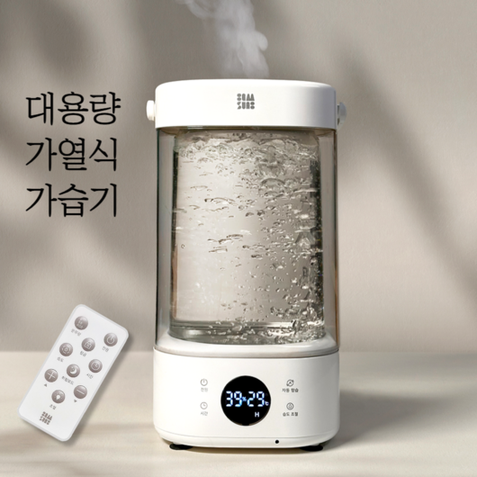 물멍 대용량 가열식 스텐 가습기 감성 무드등 간편세척 투명 가습기, 화이트