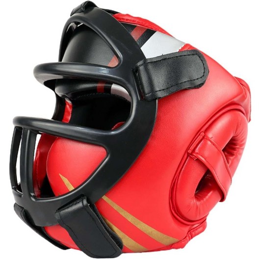 amleso 권투 헤드 기어 가드 MMA 격투기 가라데 권투 킥복싱 연습 태권도 스파링, S 레드, 1개