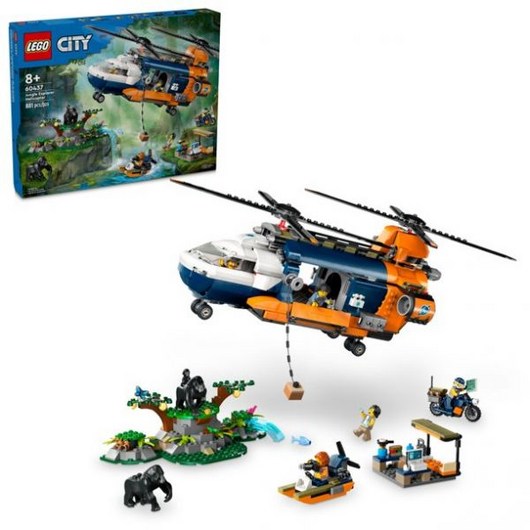 LEGO City Jungle Explorer Helicopter at Base Camp Building Toy Adventure Gift for Ages 8 and up 60, 1개