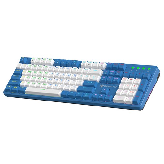 지데빌 하이퍼트랙 LED 투톤 게이밍 유선 일반형 키보드, 화이트 + 블루, G918, 광축