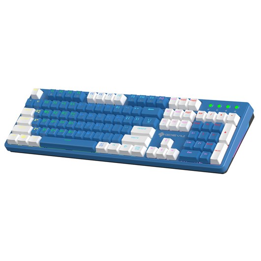 지데빌 하이퍼트랙 LED 투톤 게이밍 유선 일반형 키보드, 블루 + 화이트, G918, 광축