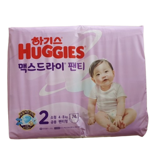 하기스 뉴 맥스드라이 팬티형 기저귀 남여공용(4~8kg), 2단계, 74매