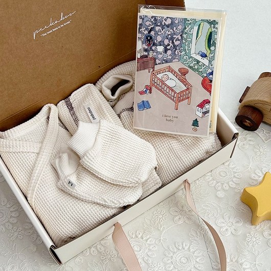 [선물포장+축하카드] 피카부 아임 아기 출산선물 세트 / 봄 여름 가을