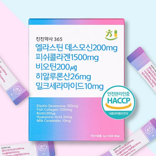 친친약사 엘라스틴 데스모신 콜라겐 비오틴 2g 30포, 1개, 60g