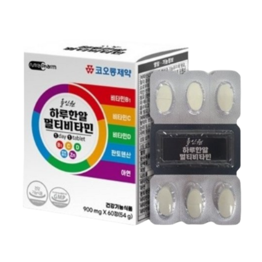 1+1 코오롱제약 올인원 하루한알 멀티비타민 900mg x 60정 (총 4개월분), 2개