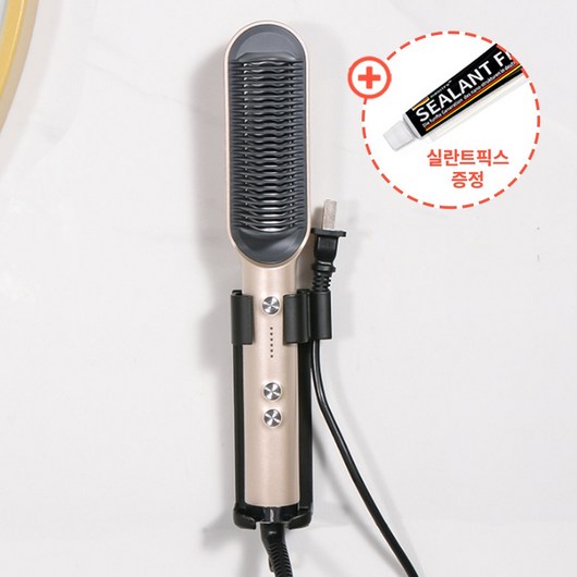 [비다하우스] 드라이기 및 고데기 거치대 걸이 – 무타공 설치, 블랙 색상 드라이거치대