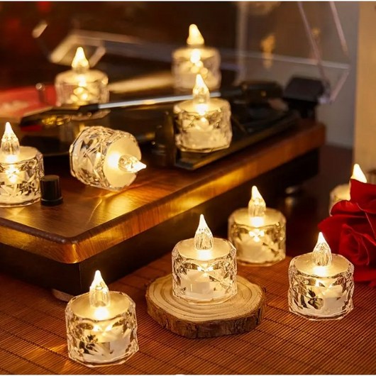 건전지초 Led티라이트 전자초 프로포즈이벤트 셀프웨딩 소품, 24개