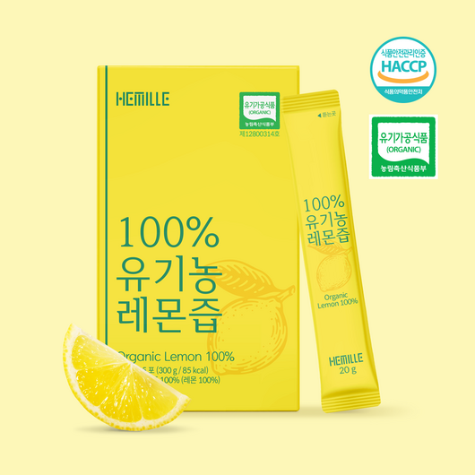 김소형 헤밀레 100% 유기농 레몬즙 원액 스틱 15포, 300g, 1박스