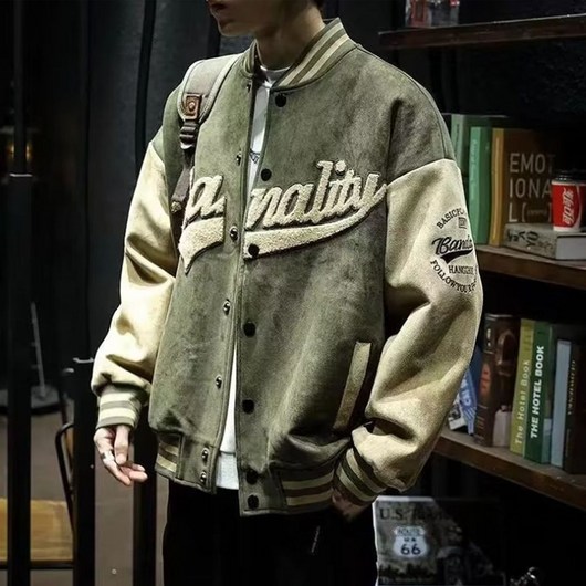 WD 바시티 스타디움 스웨이드 자켓 오버핏