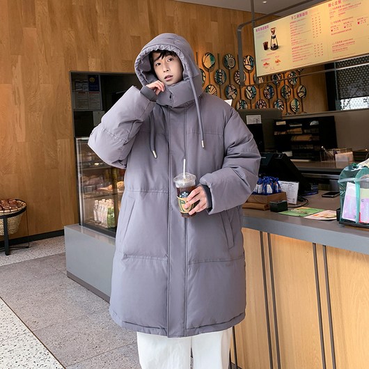 쥬엔리치 남자 롱 패딩 덕다운 후드 집업 루즈핏 무지 자켓 JRR1301