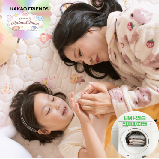 한일의료기 카카오 춘식이 탄소매트 전자파없는 EMF 카본 매트 캠핑 전기요, 싱글