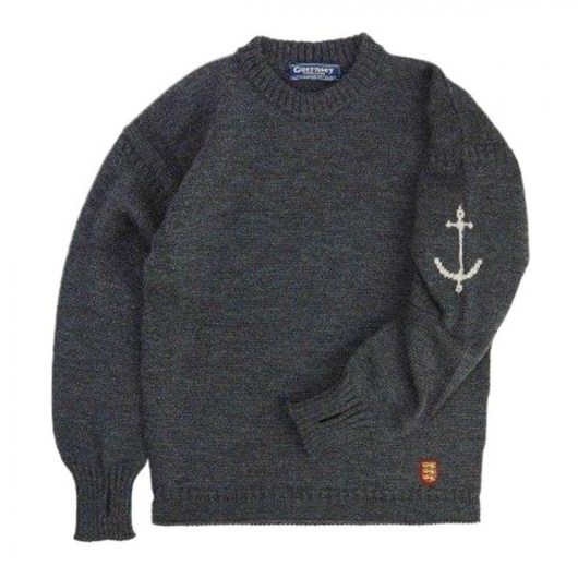 Guernsey Woollens 건지울른스 니트 크루넥 홀가먼트 스웨터 - 차콜 338388