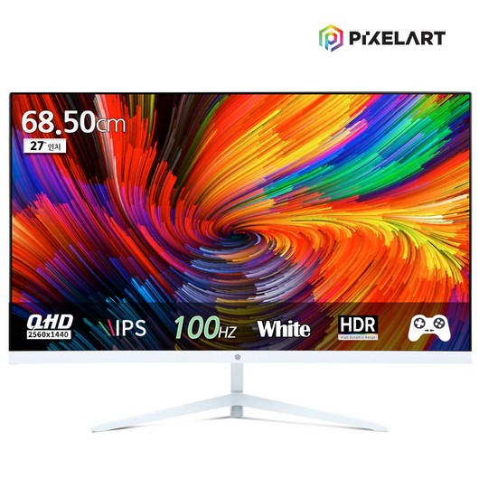 (연말이벤트)픽셀아트 PIXELART PAQ2710W 화이트 100Hz QHD IPS 27형 모니터 무결점, 68.58cm