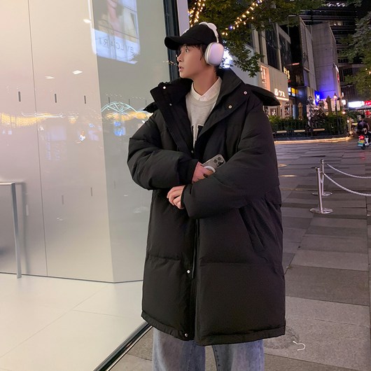 쥬엔리치 남자 롱 패딩 덕다운 후드 집업 루즈핏 무지 자켓 JRR1301