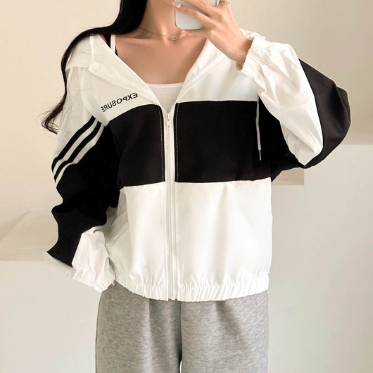 스트릿제이 루즈핏 윈드브레이커 바람막이 간절기 후드 점퍼