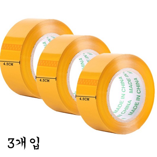 이디존 포장 강력 대용량 박스 테이프 45 MM *200M, 3개, 노란색