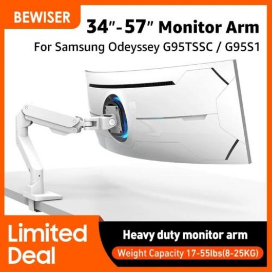 Bewiser 모니터 암 삼성 오디세이 네오 G7G9 용 디스플레이 거치대 32 인치57 인치 하중 525kg 용수철 브래킷 데스크 마운트 지지 스탠드, 1) S1020W 1025kg, 1개