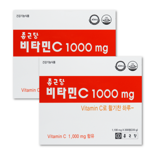 종근당 비타민C 1000mg 400정 (200정x2통) 400일분 온가족 비타민, 200정, 2개