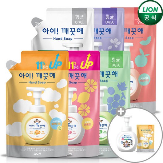 아이깨끗해 손세정제 222ml 리필x8개 + 순 100ml리필x1개+250ml 공용기x1개
