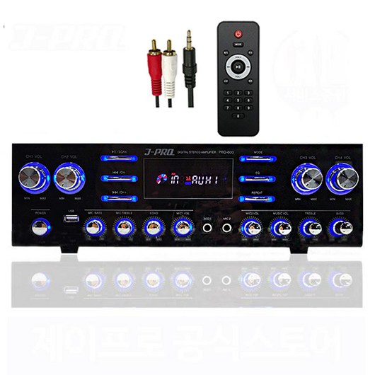 J-PRO PRO-600 4채널 600W 블루투스 카페 업소용 매장용 앰프+리모콘+PC선 2M 포함