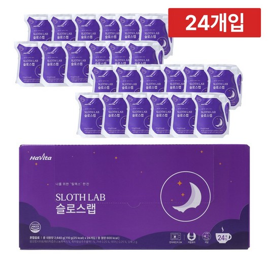 해비타 슬로스랩 테아닌 타트체리 흑하랑상추 릴렉스 음료, 110g, 24개