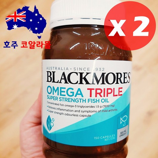 호주코알라몰 블랙모어스 트리플 3배 오메가3 알티지 rtg 150캡슐 Triple Omega3, 2개, 2개, 150정